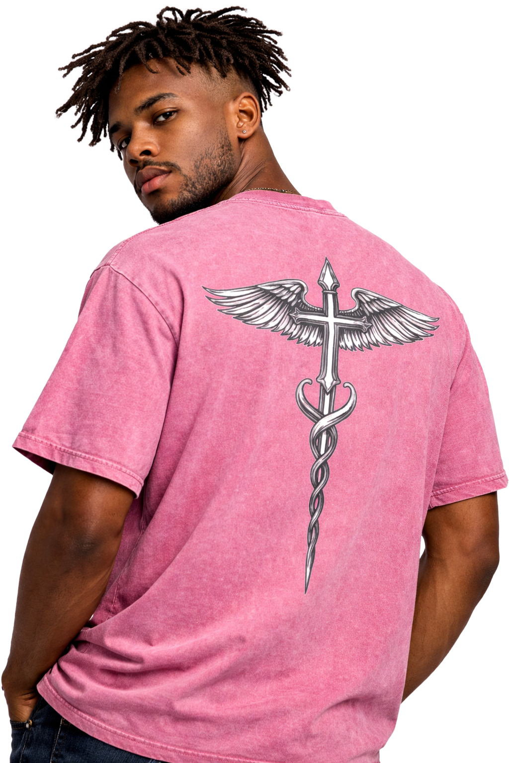 WINGED CROSS TEE [PINK]